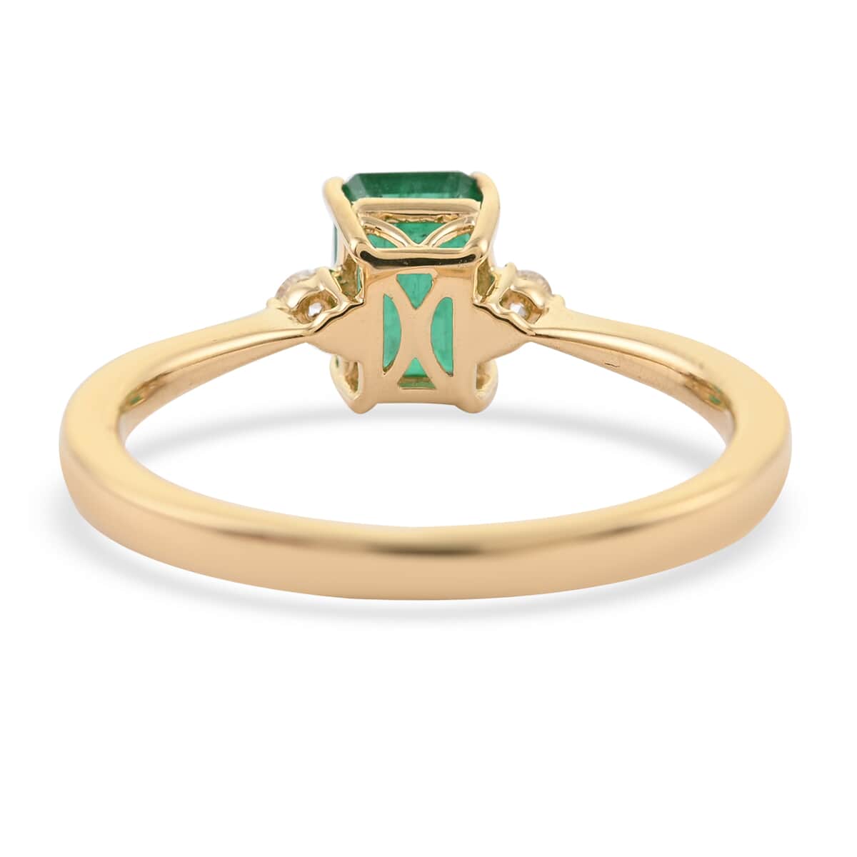 ILIANA 18K Yellow Gold AAA Kagem Zambian Emerald and G-H SI Diamond Ring (Size 7.0) 3.15 Grams 1.00 ctw image number 3
