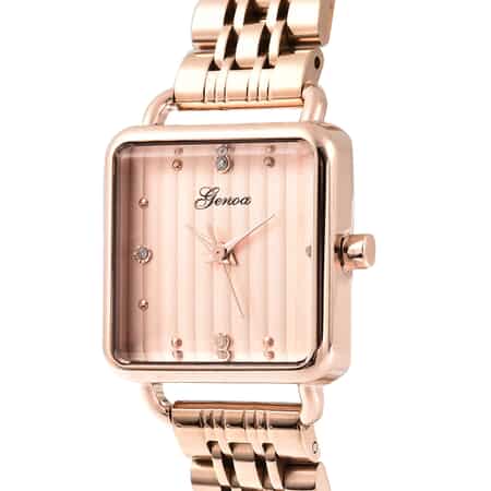 Genoa Diamond Accent Miyota Japanese Movement Watch in ION Plated RG Stainless Steel image number 3