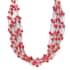 Pink Wooden Beaded and Cotton Cord Necklace 24 Inches in Silvertone image number 0
