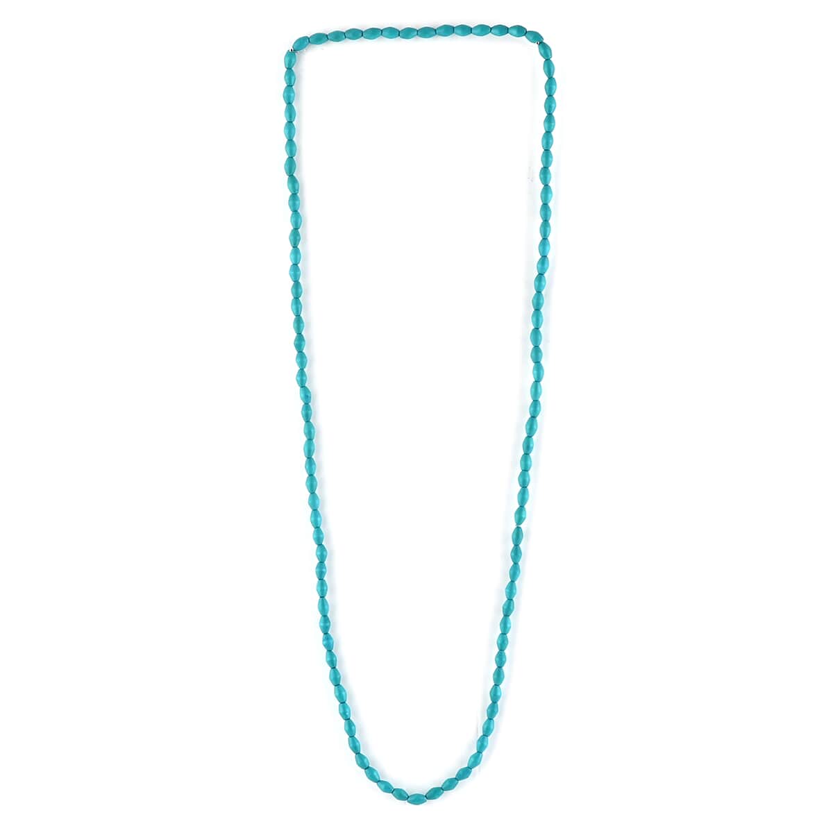 Turquoise Color Wooden Beaded Rope Necklace 38 Inches image number 2