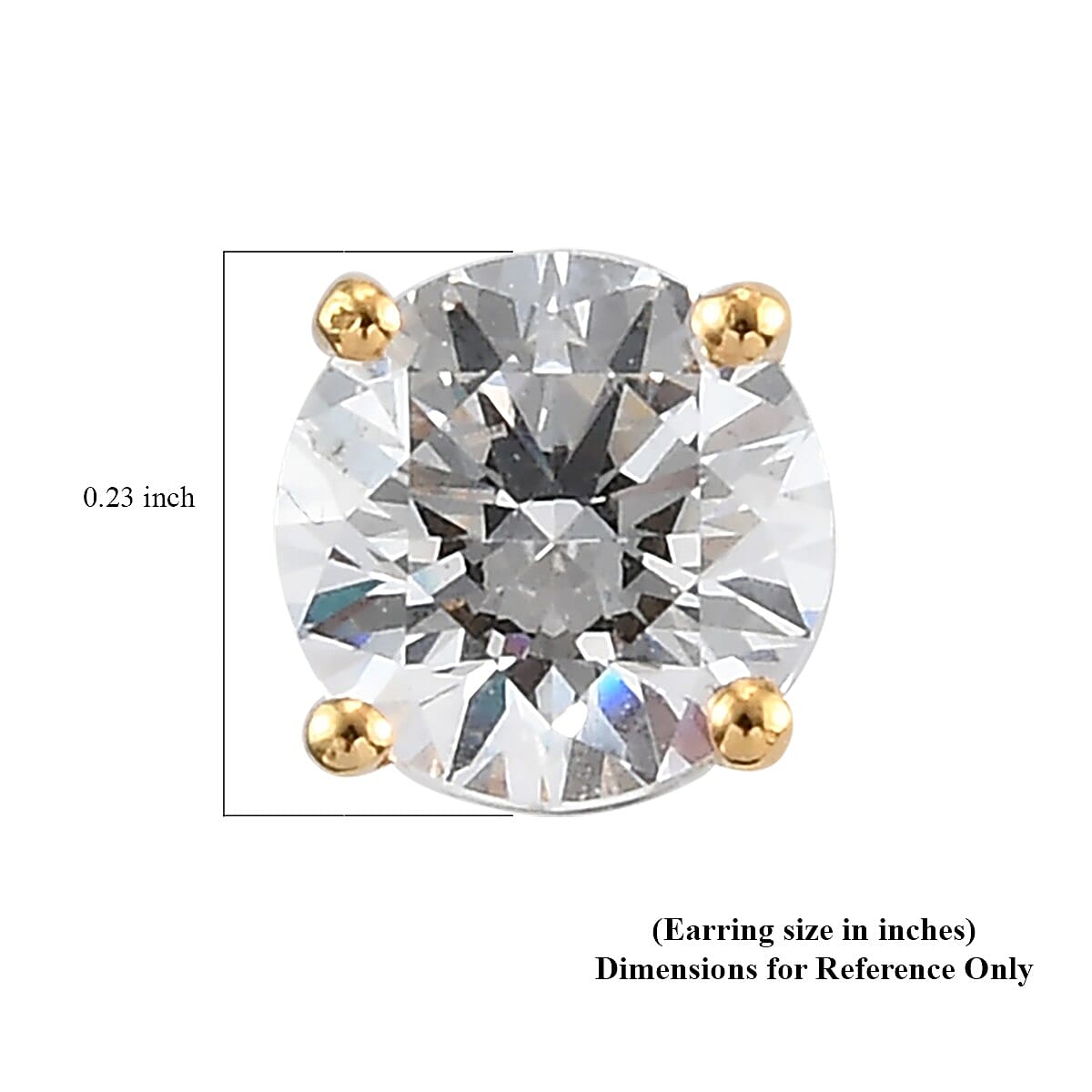 Lustro Stella Made with Finest CZ Solitaire Stud Earrings in Vermeil YG Over Sterling Silver 2.50 ctw image number 4