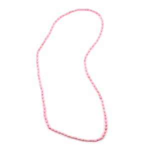 Pink Wooden Beaded Rope Necklace 38 Inches