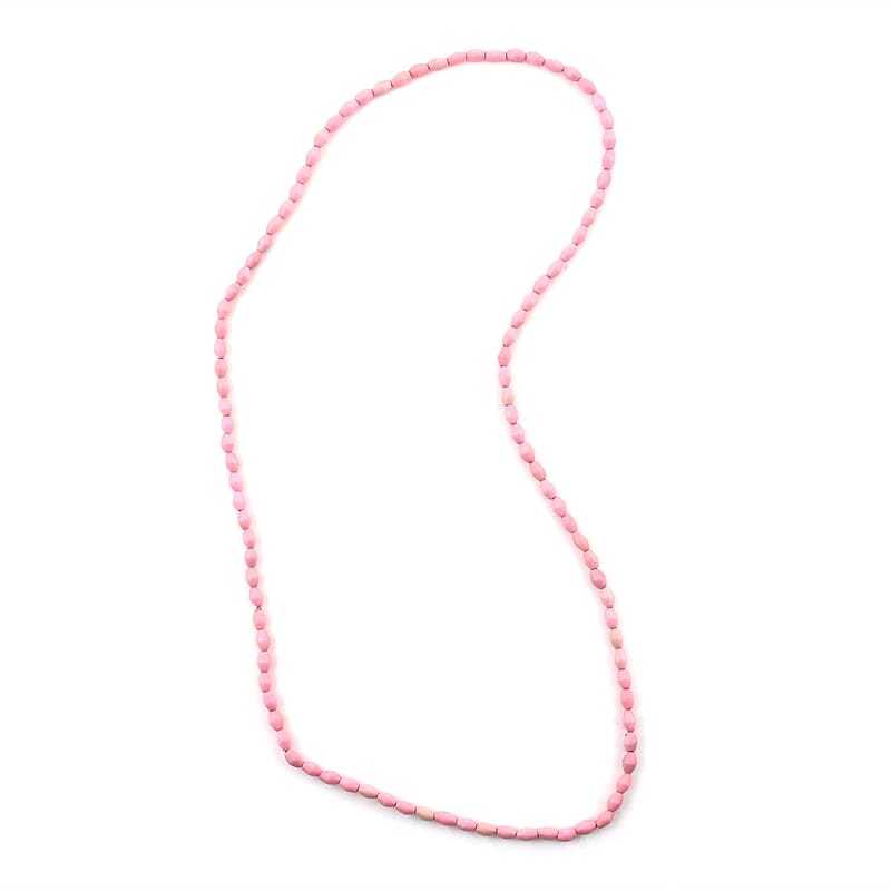 Pink Wooden Beaded Rope Necklace 38 Inches