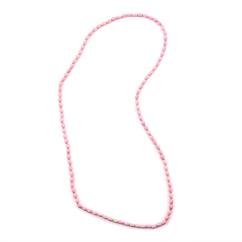 Pink Wooden Beaded Rope Necklace 38 Inches