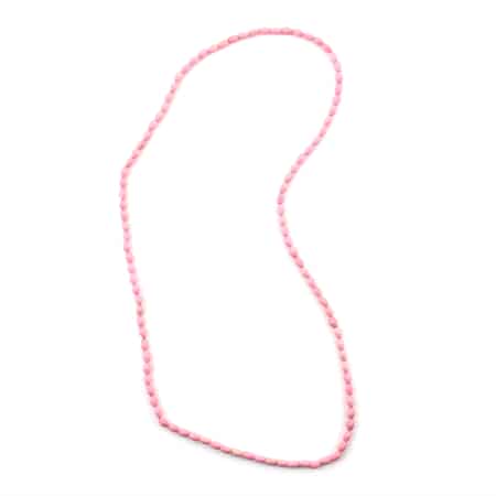 Pink Wooden Beaded Rope Necklace 38 Inches image number 0