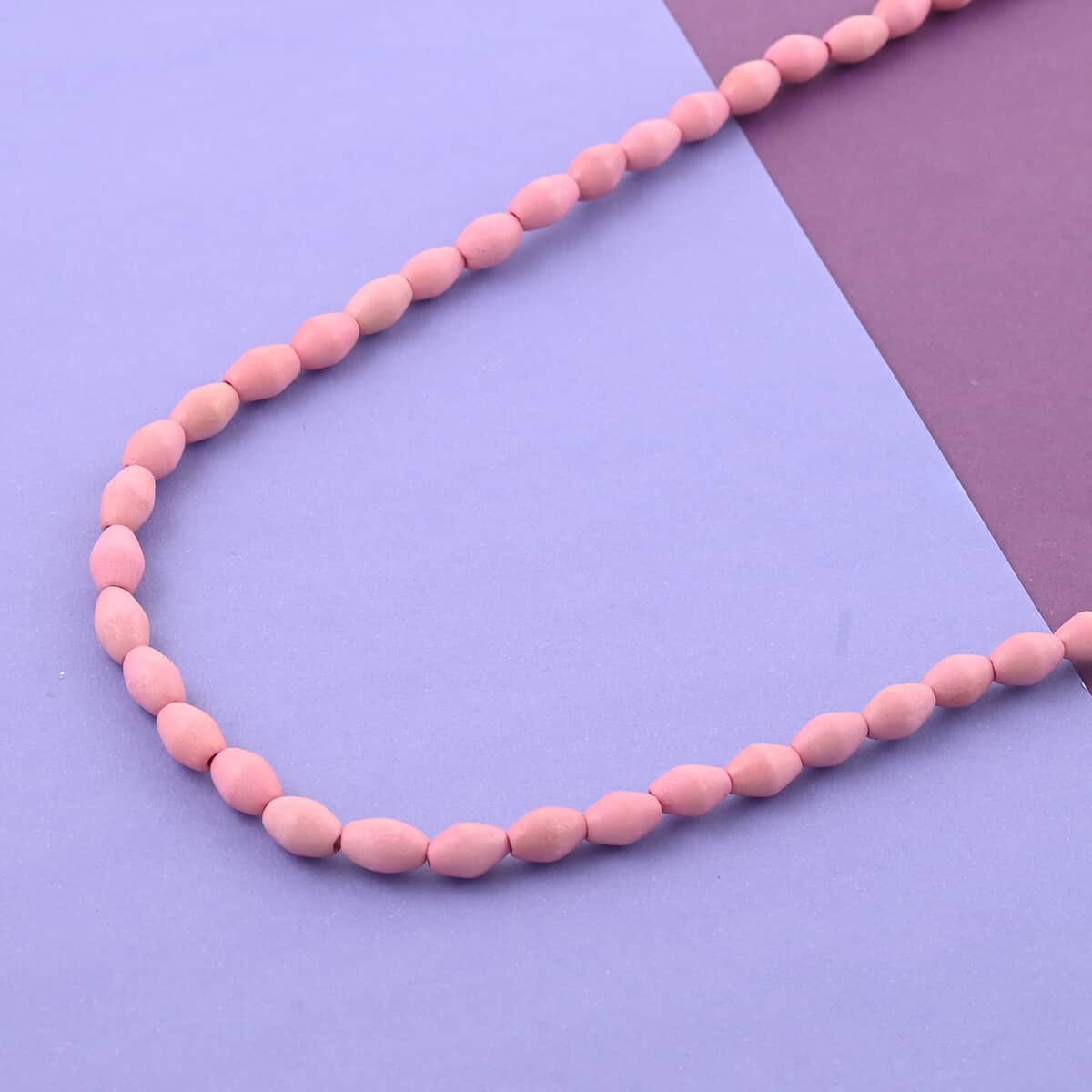 Pink Wooden Beaded Rope Necklace 38 Inches image number 1