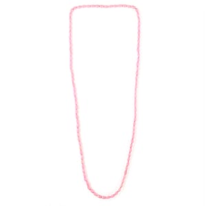 Pink Wooden Beaded Rope Necklace 38 Inches