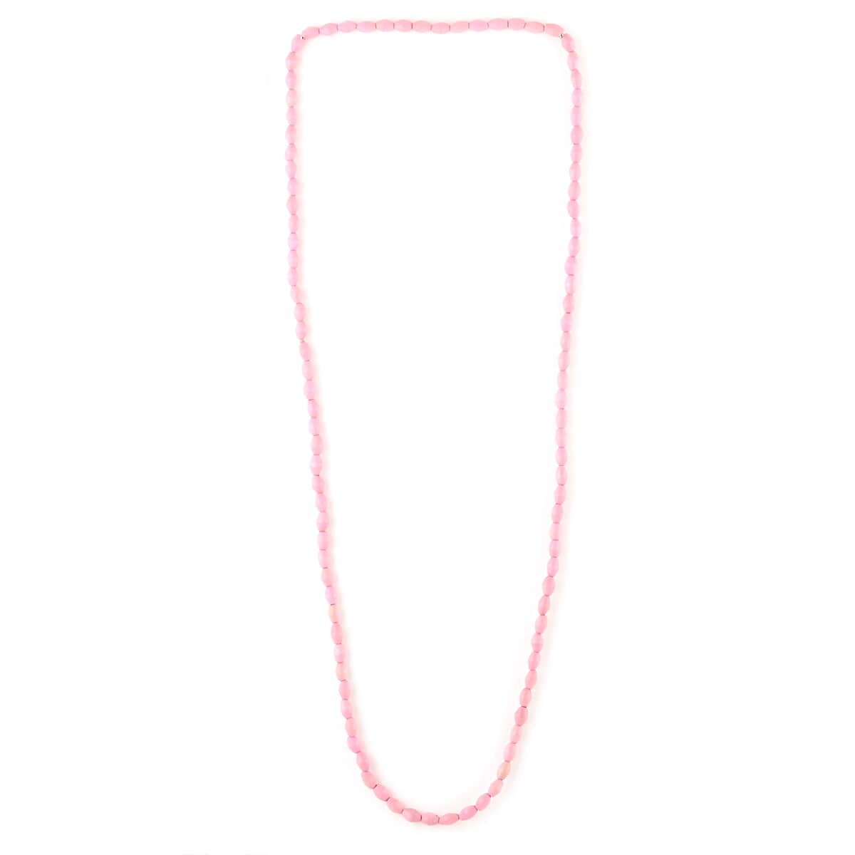 Pink Wooden Beaded Rope Necklace 38 Inches image number 3