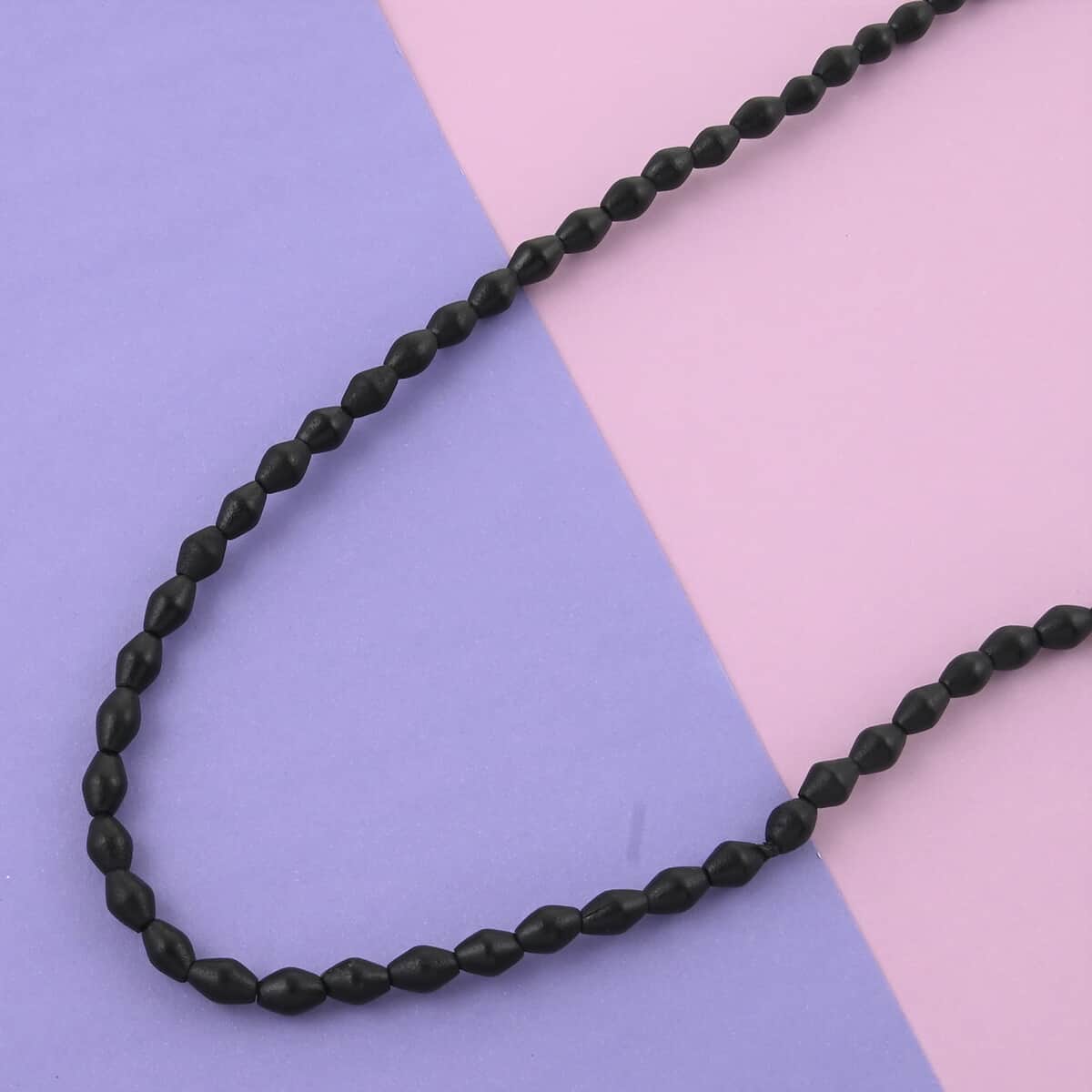 Black Wooden Beaded Rope Necklace 38 Inches image number 1