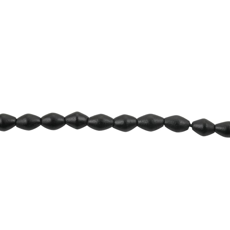 Black Wooden Beaded Rope Necklace 38 Inches