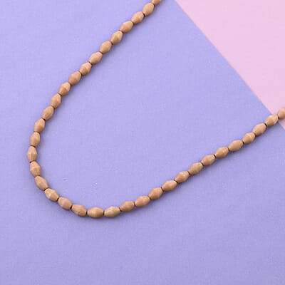 Sandstone Wooden Beaded Rope Necklace 38 Inches