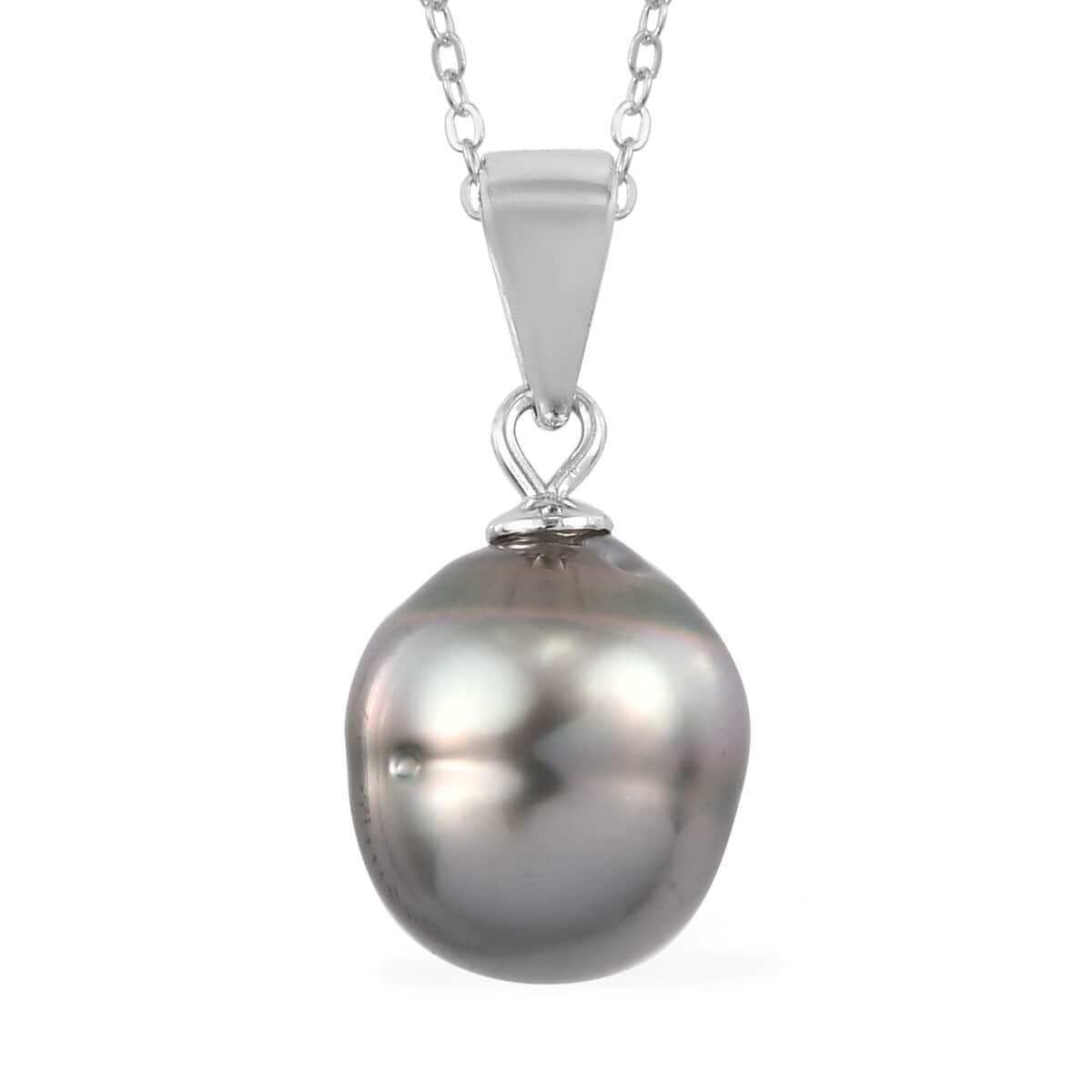 Tahitian Pearl Pendant Necklace 20 Inches in Platinum Over Sterling Silver image number 0