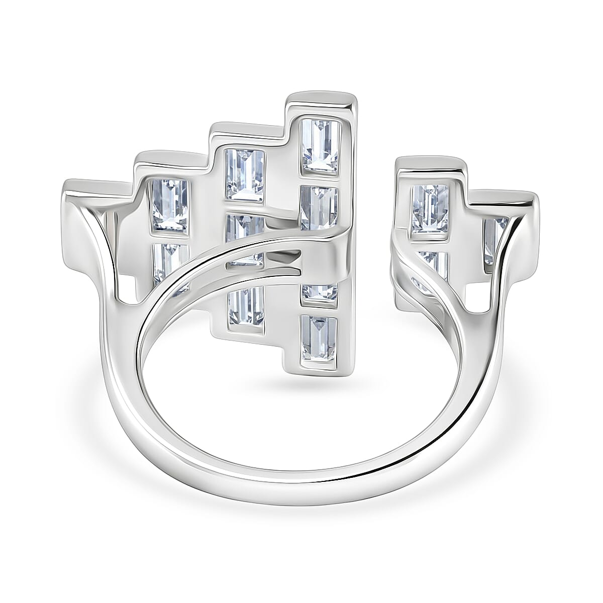 J Francis Zirconia by Swarovski 6.65 ctw Ring in Platinum Over Sterling Silver (Size 8.0)