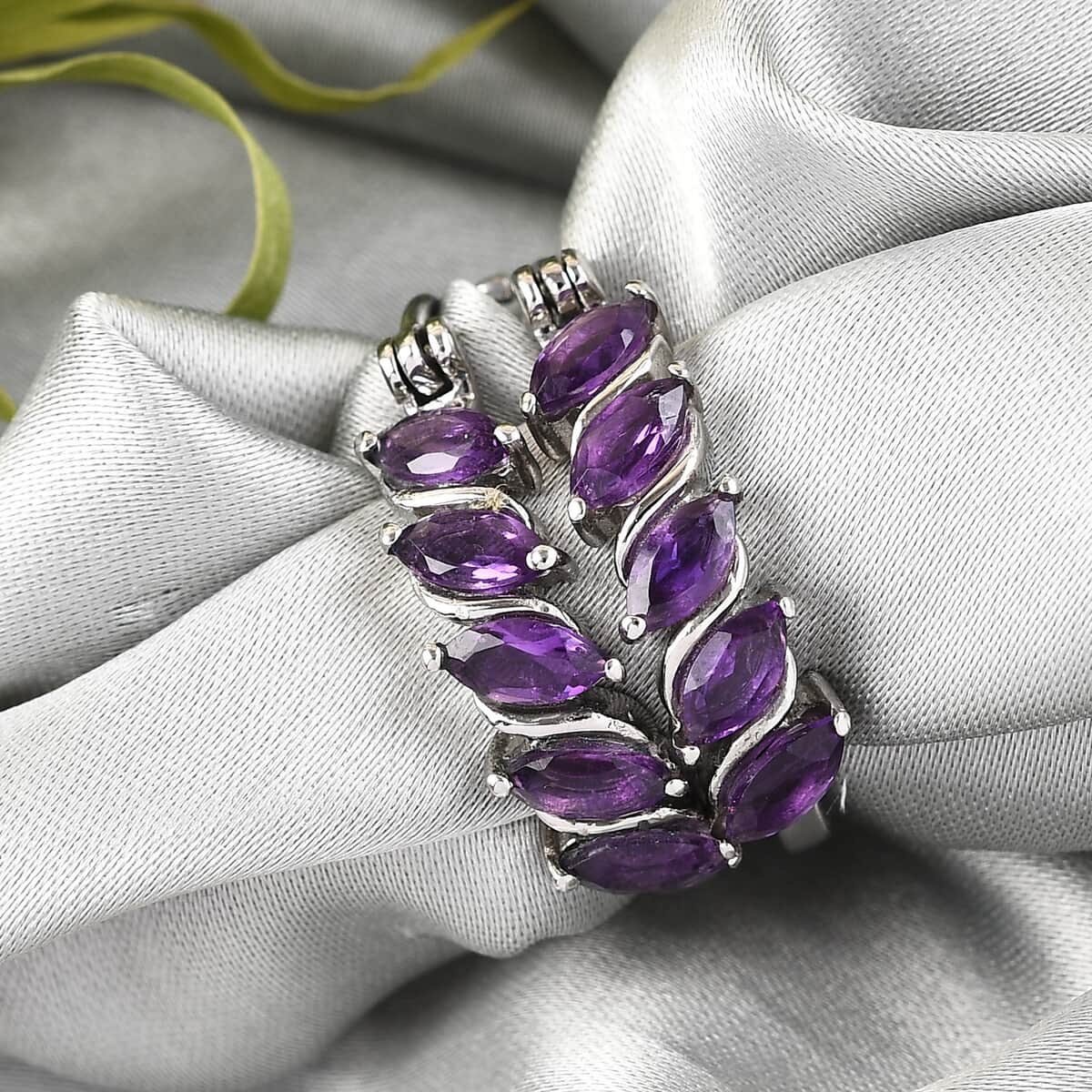 Amethyst Inside Out Hoop Earrings in Stainless Steel 2.50 ctw image number 1