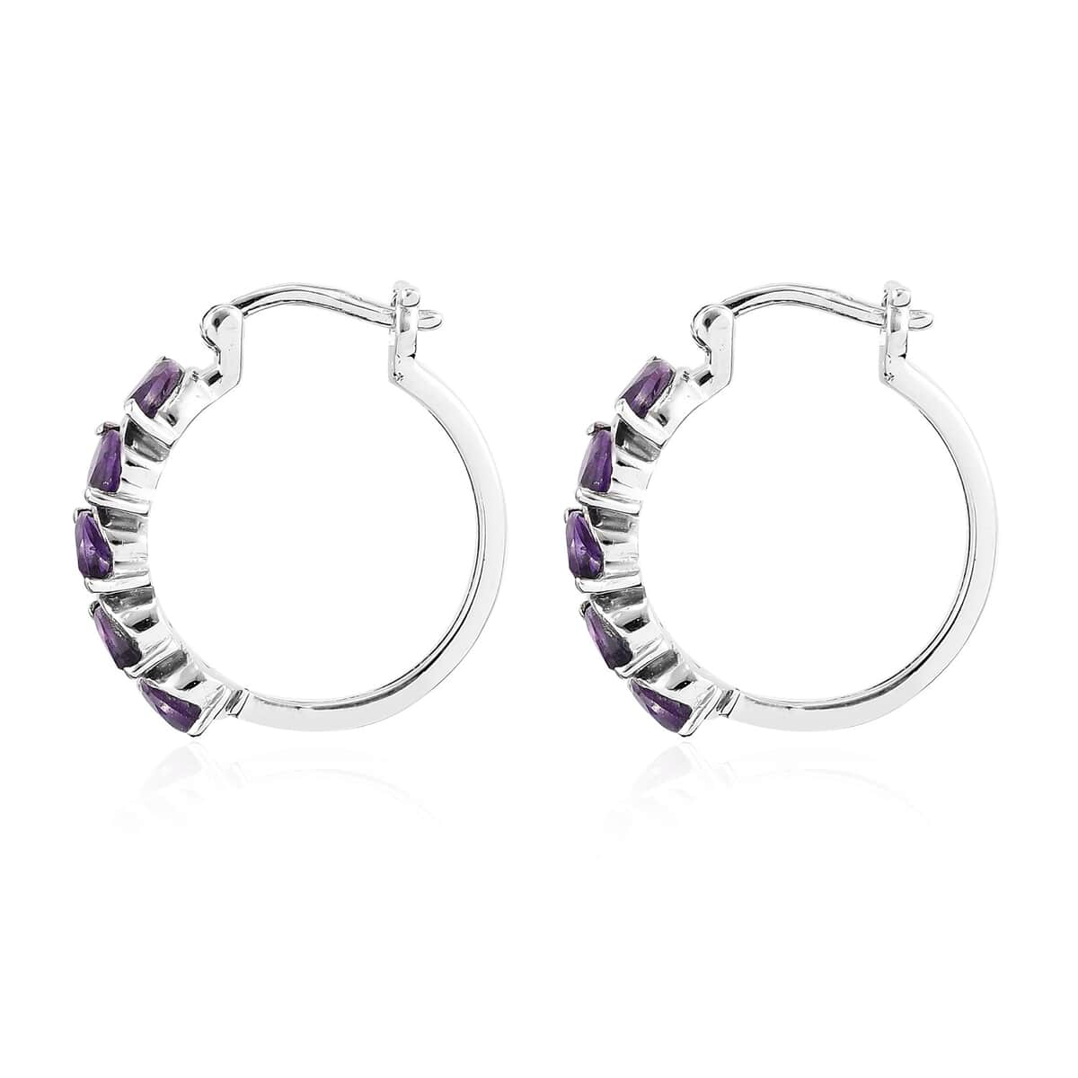 Amethyst Inside Out Hoop Earrings in Stainless Steel 2.50 ctw image number 3