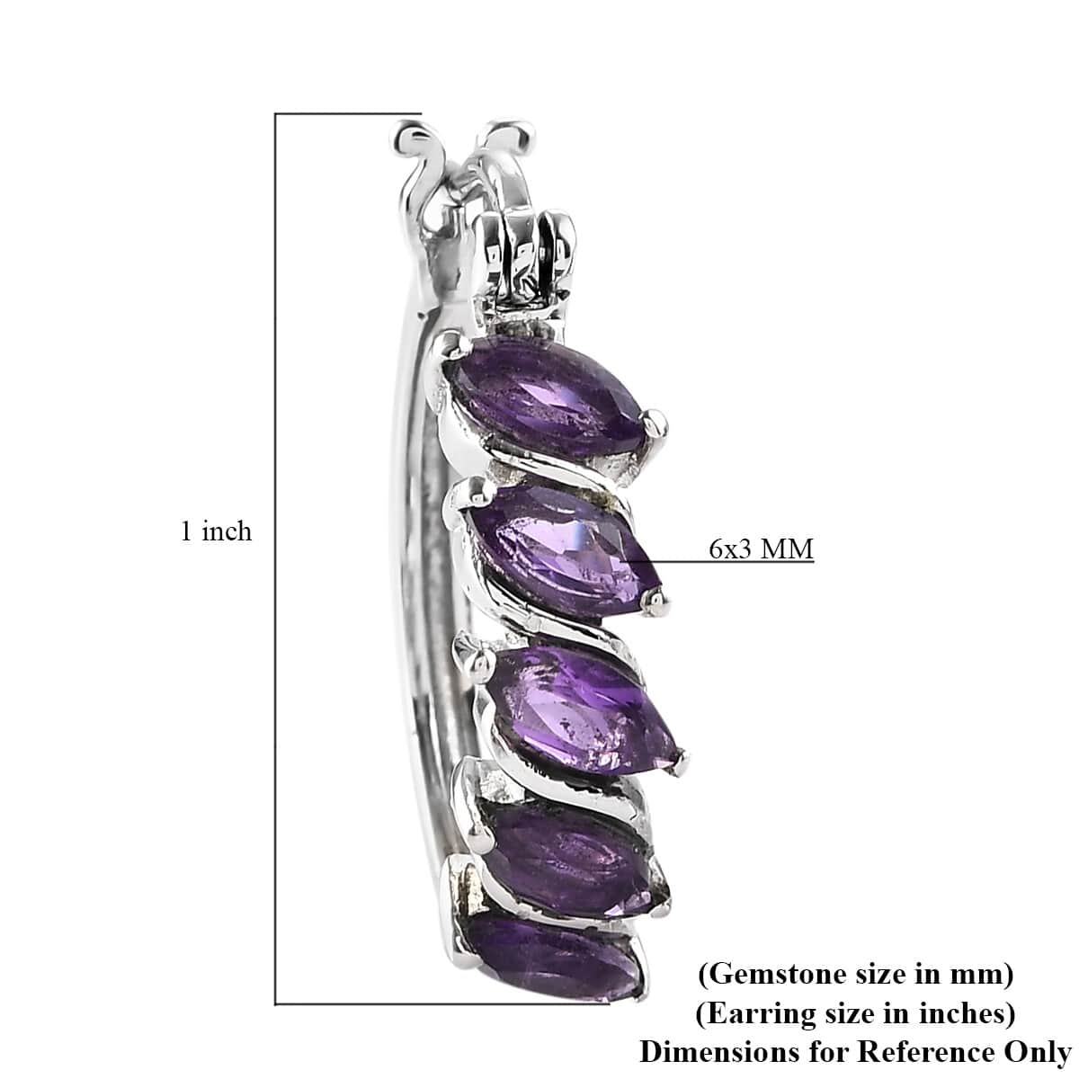 Amethyst Inside Out Hoop Earrings in Stainless Steel 2.50 ctw image number 4