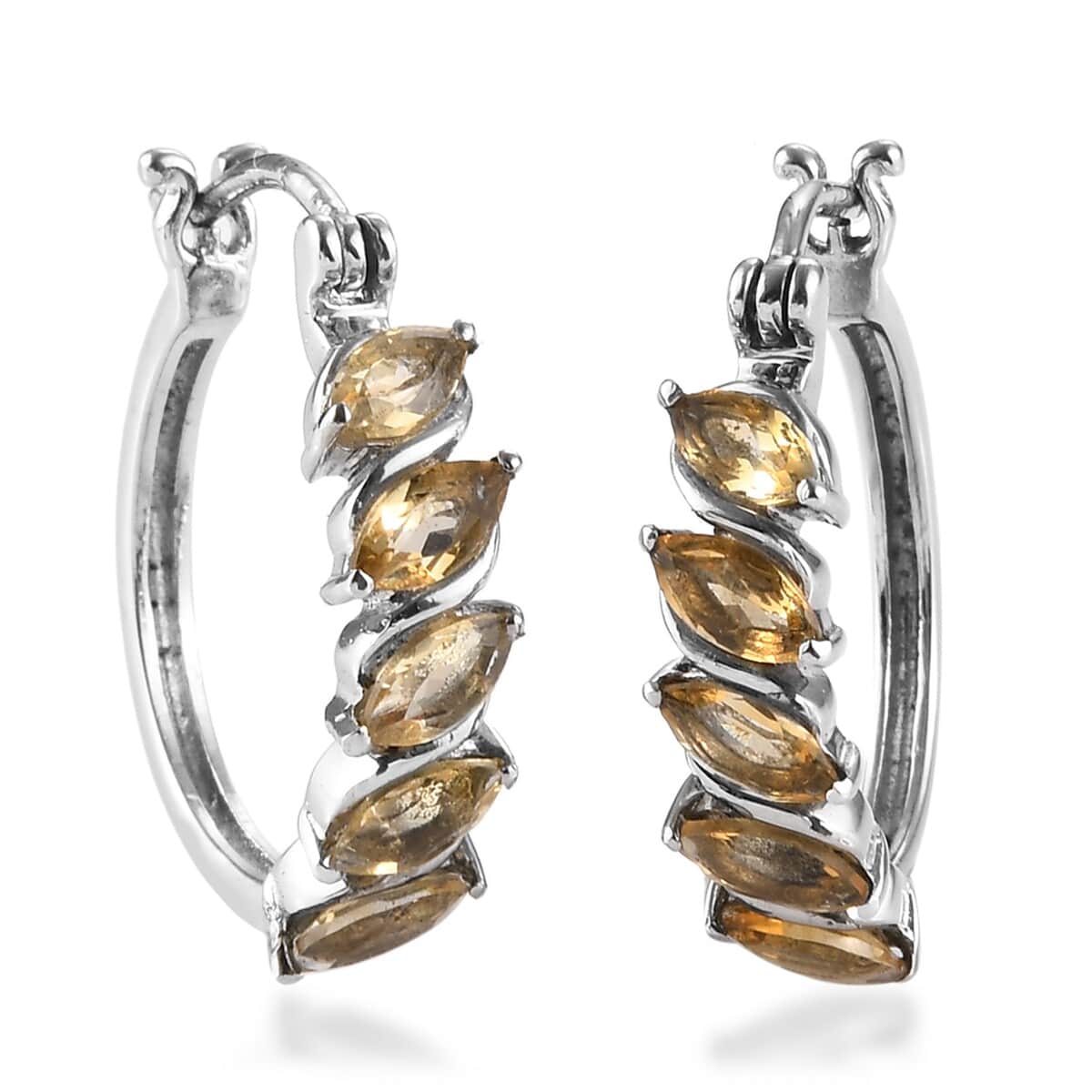 Brazilian Citrine Inside Out Hoop Earrings in Stainless Steel 1.90 ctw image number 0