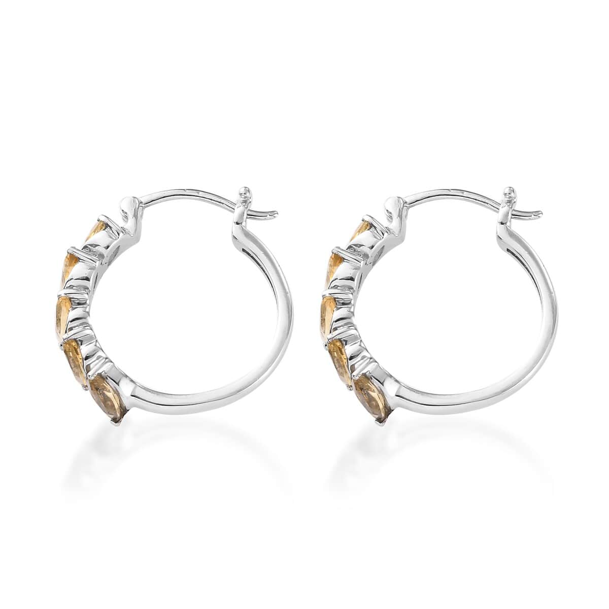 Brazilian Citrine Inside Out Hoop Earrings in Stainless Steel 1.90 ctw image number 3