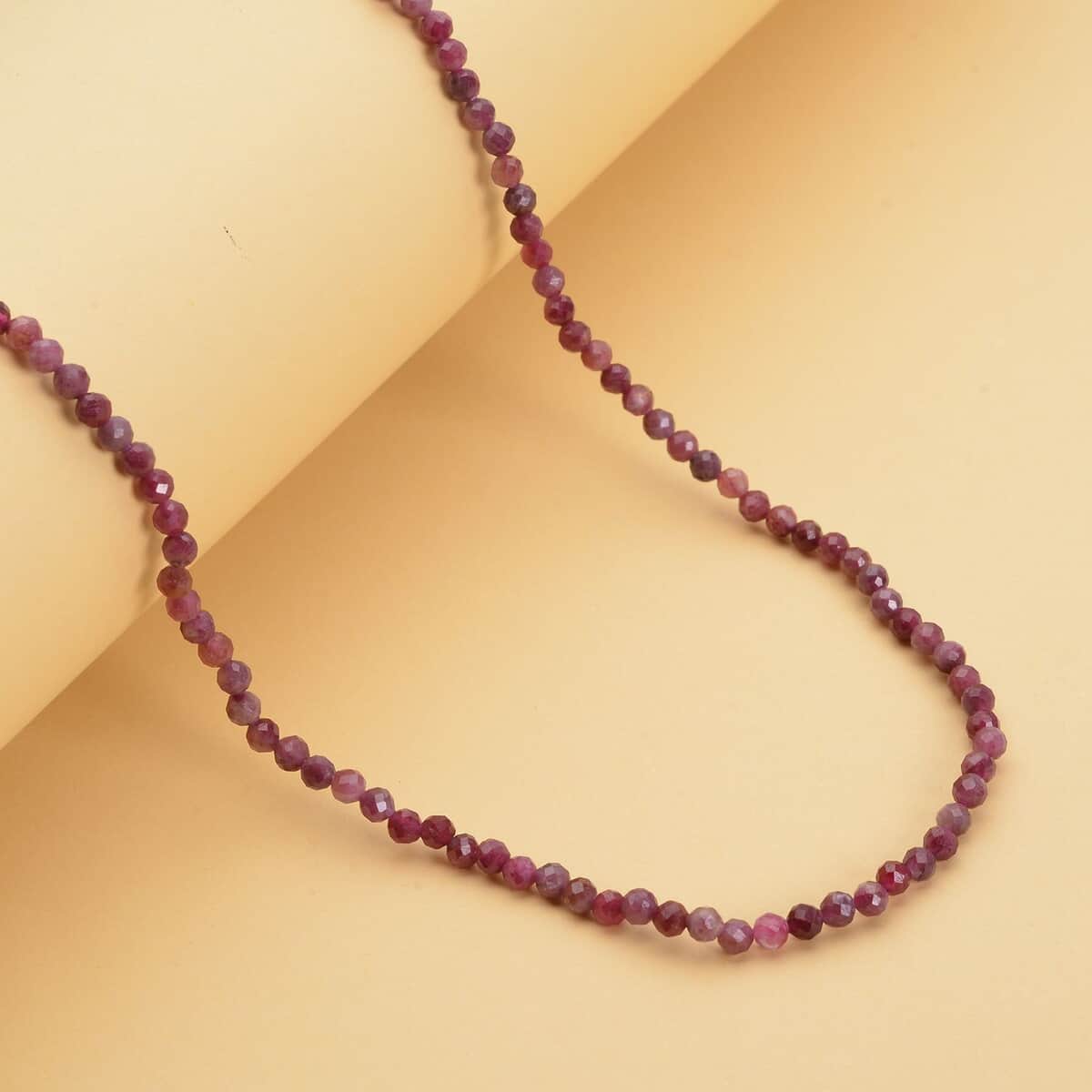 Morro Redondo Pink Tourmaline Faceted Beaded Necklace 20 Inches in Rhodium Over Sterling Silver 33.00 ctw image number 1
