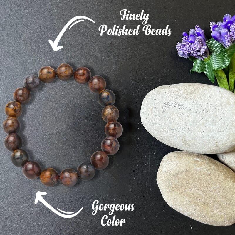 Pietersite Beaded Stretch Bracelet, Adjustable Beads Bracelet, Pietersite Bead Jewelry 151.00 ctw