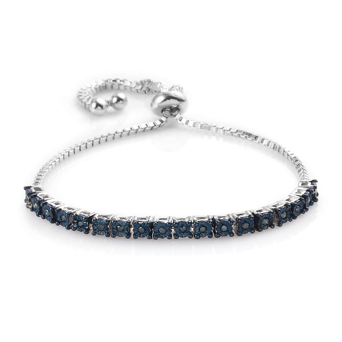 Blue Diamond Bracelet in Rhodium and Platinum Over Sterling Silver (9.00 In) 0.33 ctw image number 0