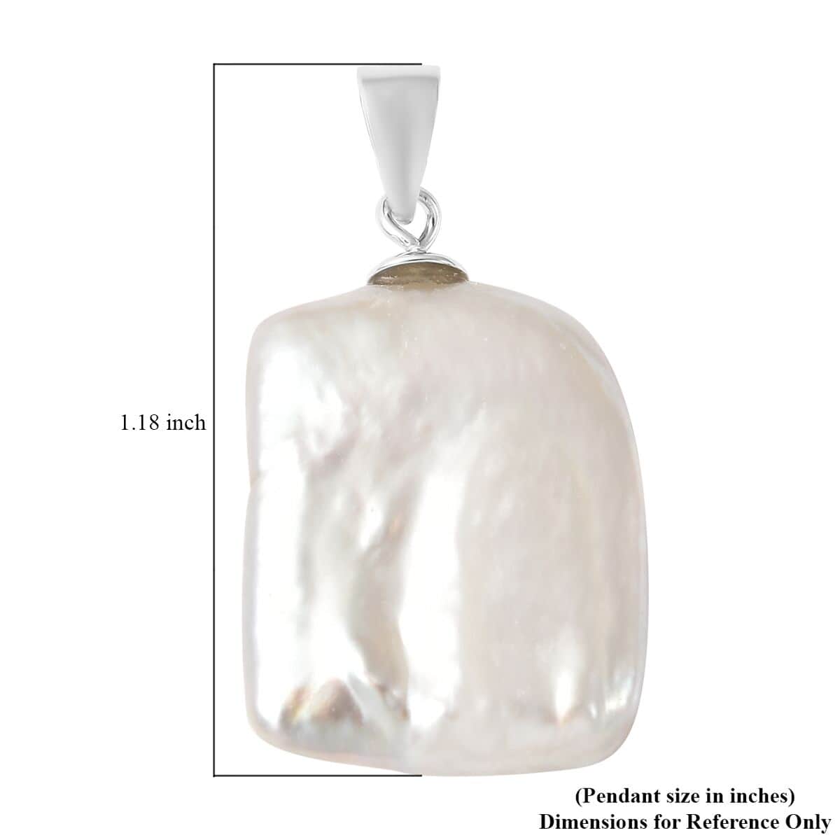 White Keshi Pearl Pendant in Rhodium Over Sterling Silver image number 4