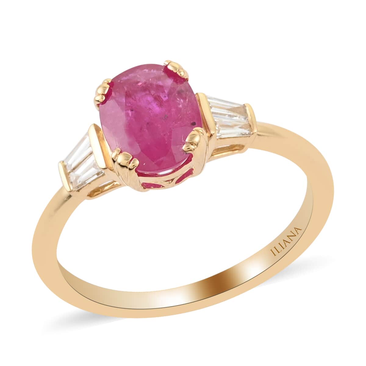 ILIANA 18K Yellow Gold AAA Ruby and G-H SI Diamond Ring (Size 6.0) 2.90 Grams 1.70 ctw image number 0
