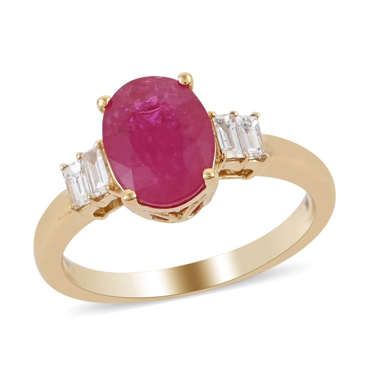 Iliana 18K Yellow Gold AAA Royal Thai Ruby and G-H SI Diamond Ring (Size 7.0) 4.18 Grams 2.60 ctw image number 0