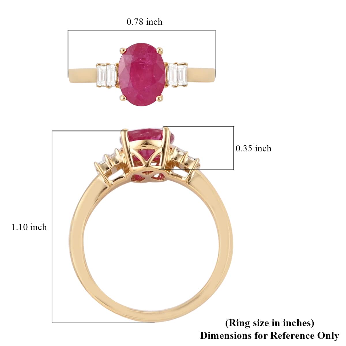 Iliana 18K Yellow Gold AAA Royal Thai Ruby and G-H SI Diamond Ring (Size 7.0) 4.18 Grams 2.60 ctw image number 5