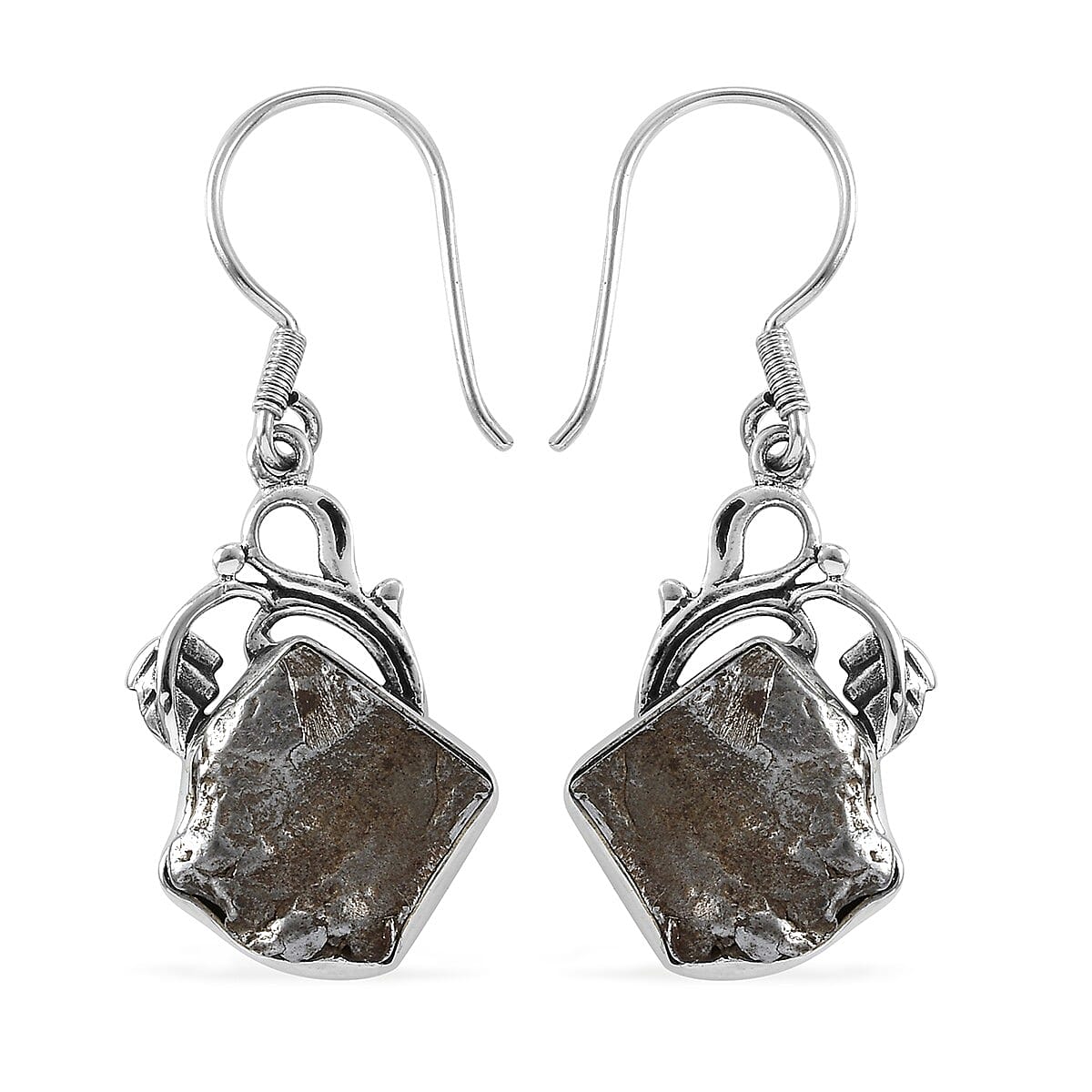 Marvelous Meteorite Dangle Earrings in Sterling Silver