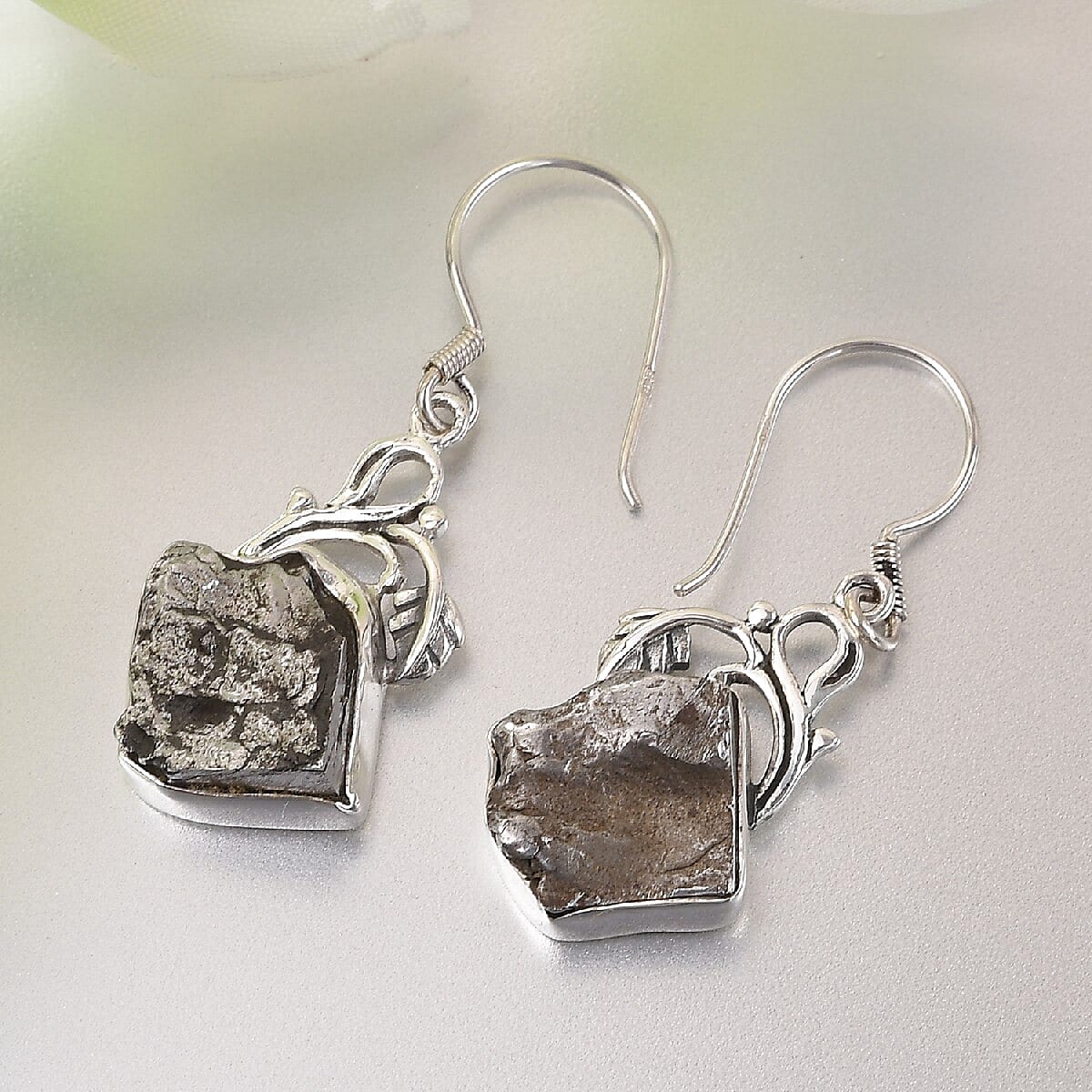 Marvelous Meteorite Dangle Earrings in Sterling Silver