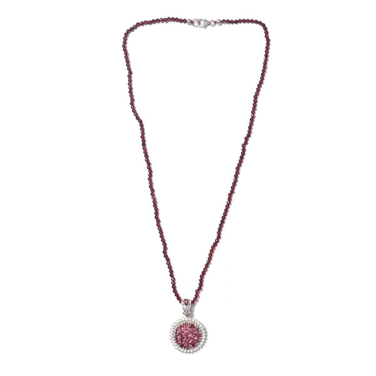 Tanzanian Wine Garnet and Multi Gemstone Pendant Necklace 20 Inches in Platinum Over Sterling Silver 121.65 ctw image number 0