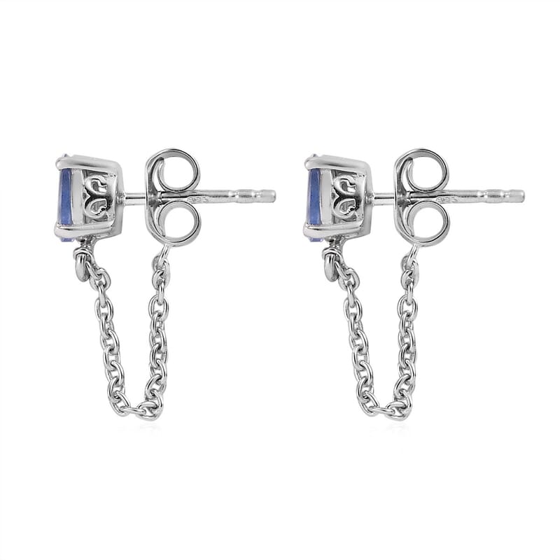 Tanzanite Dangling Earrings in Platinum Over Sterling Silver 0.85 ctw