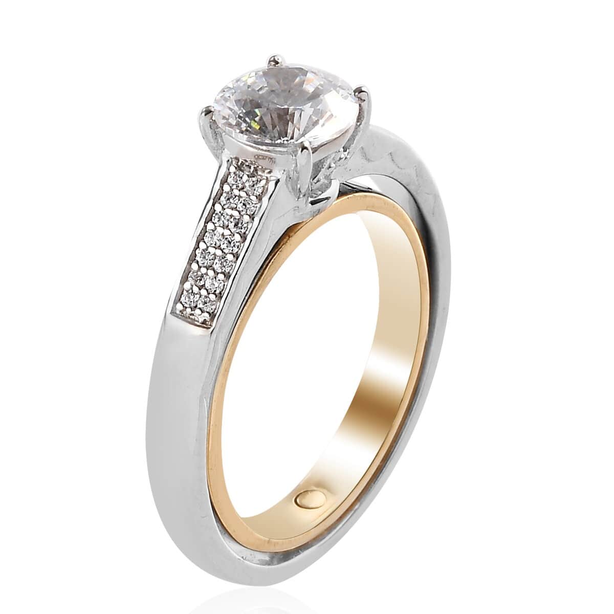 Lustro Stella Made with Finest CZ Ring in Vermeil Yellow Gold & Platinum Over Sterling Silver (Size 7.0) 2.35 ctw image number 4