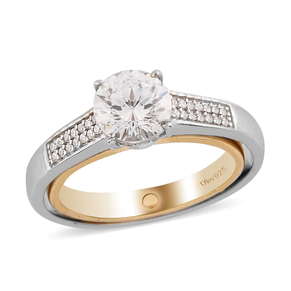 LUSTRO STELLA Made with Finest CZ Ring in Vermeil Yellow Gold & Platinum Over Sterling Silver (Size 9.0) 2.35 ctw image number 0