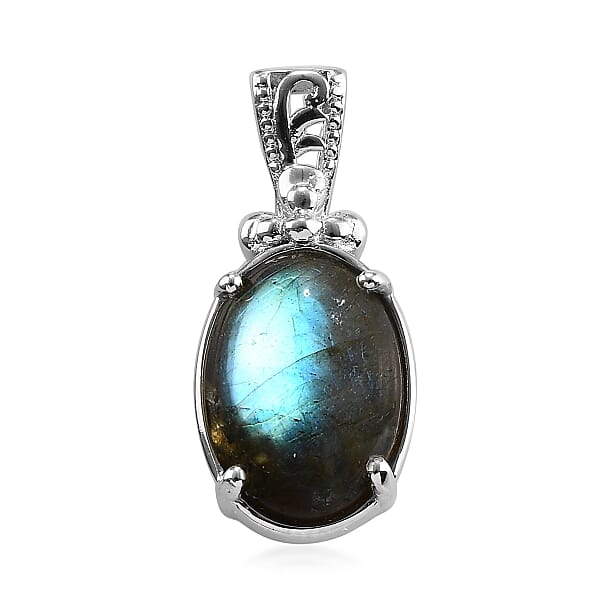 Karis Malagasy Labradorite Solitaire Pendant in Platinum Bond 7.00 ctw