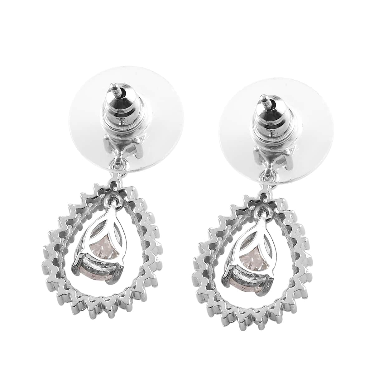 LUSTRO STELLA Made with Finest CZ Earrings in Platinum Over Sterling Silver 5.30 ctw image number 3