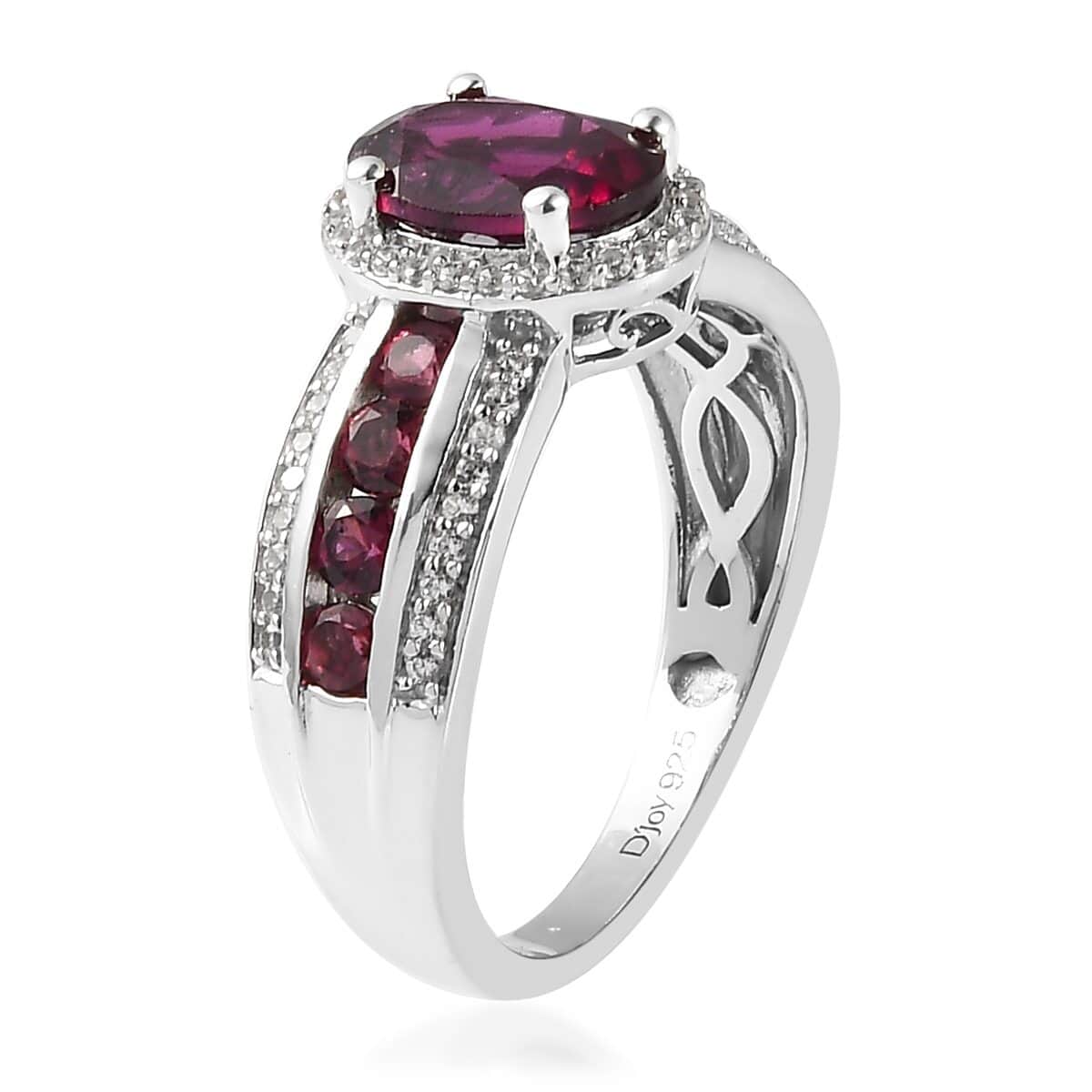 Premium Tanzanian Wine Garnet and White Zircon Ring in Platinum Over Sterling Silver (Size 8.0) 3.35 ctw image number 3