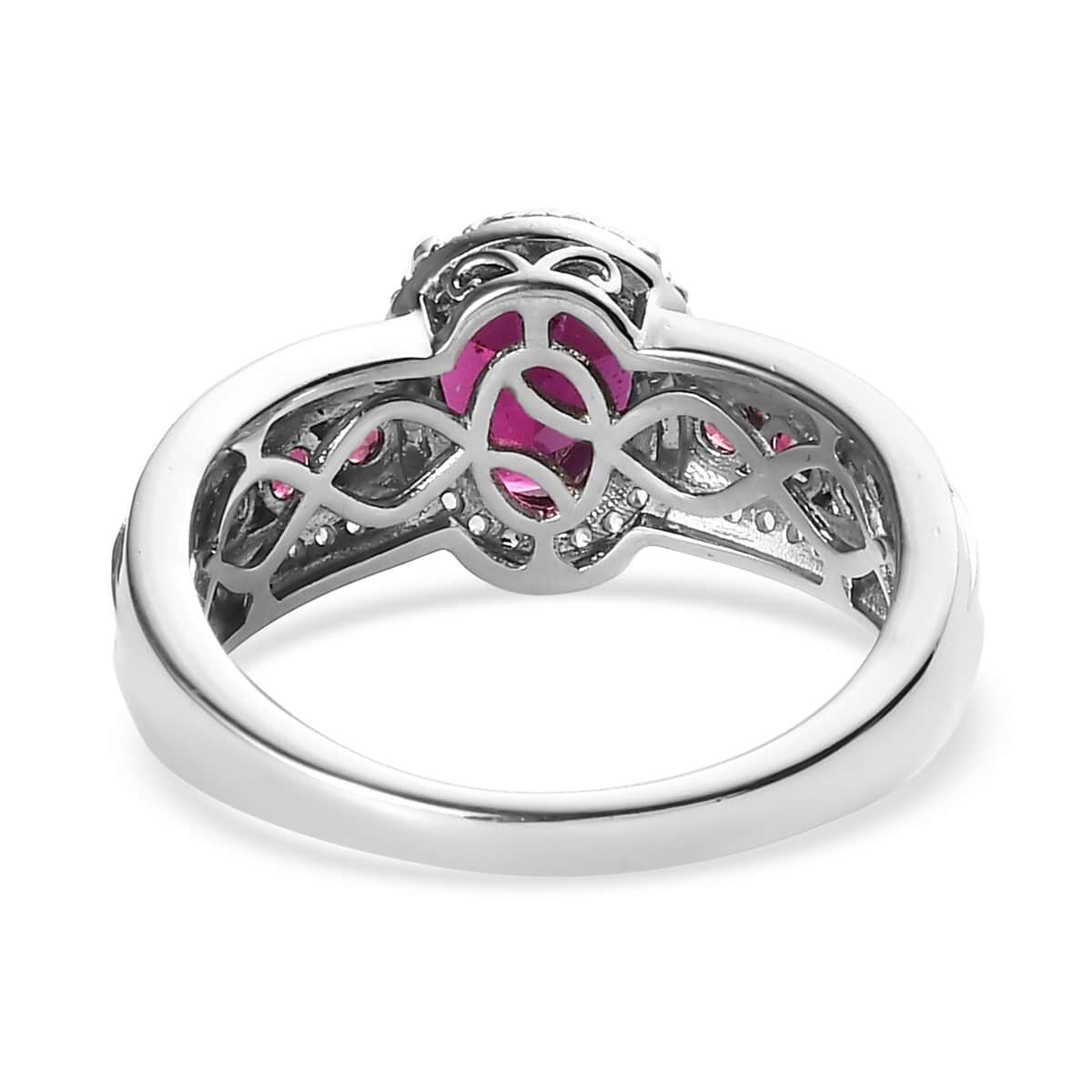 Premium Tanzanian Wine Garnet and White Zircon Ring in Platinum Over Sterling Silver (Size 8.0) 3.35 ctw image number 4