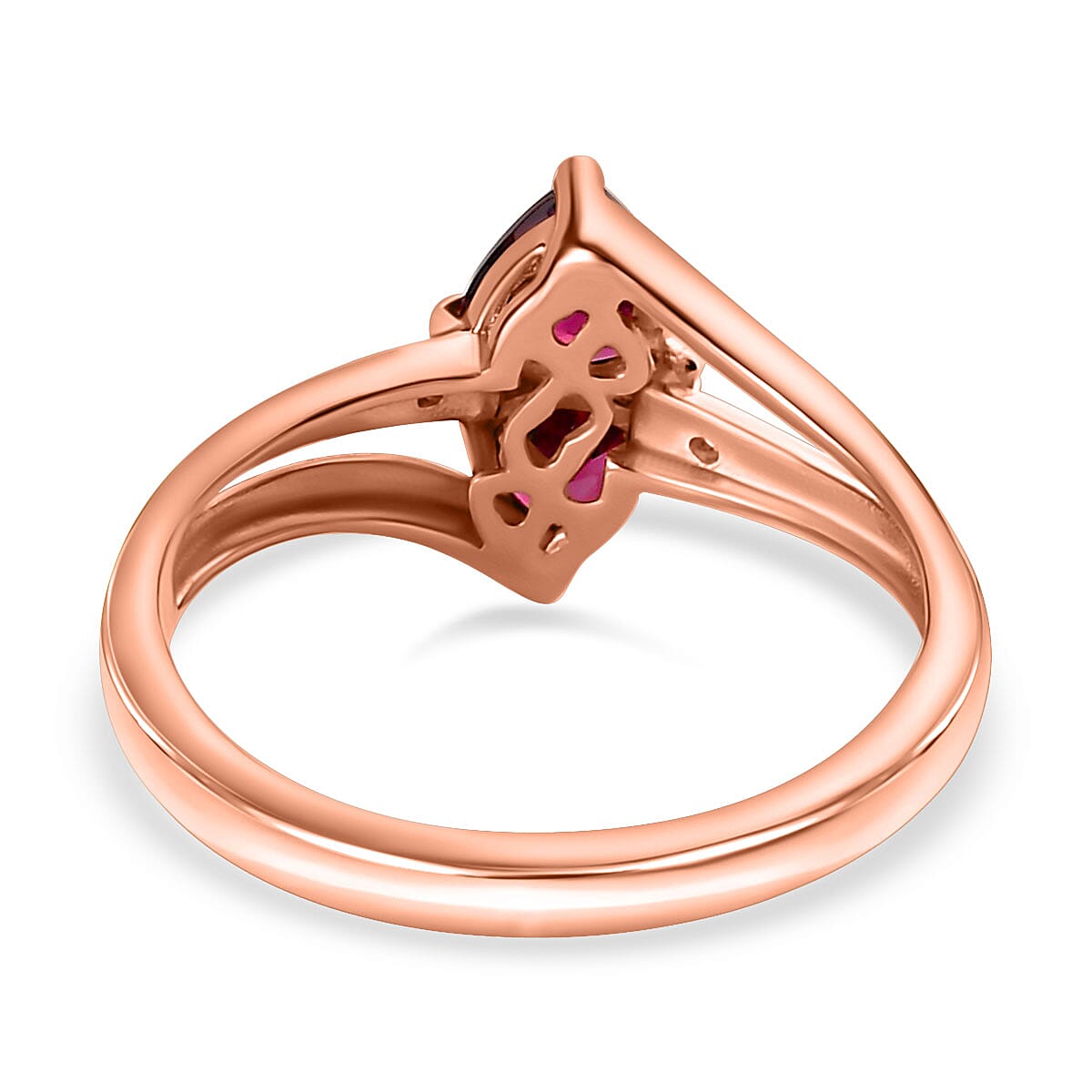 Tanzanian Wine Garnet and White Zircon Ring in Vermeil Rose Gold Over Sterling Silver (Size 10.0) 1.10 ctw