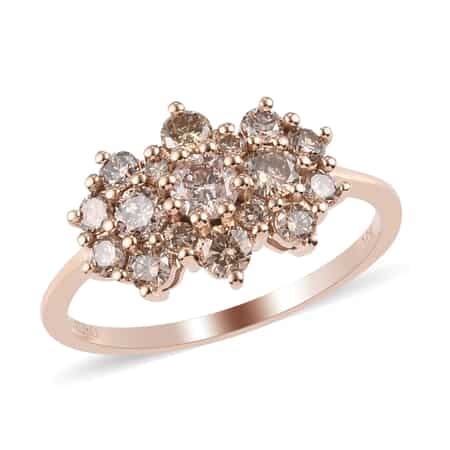 Luxoro 10K Rose Gold Natural Champagne Diamond Cluster Ring (Size 9.0) 1.00 ctw image number 0