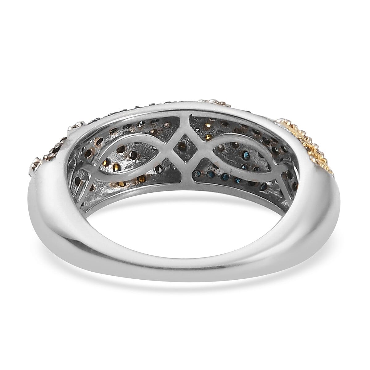 Multi Diamond Ring in Rhodium and Platinum Over Sterling Silver (Size 10.0) 0.75 ctw