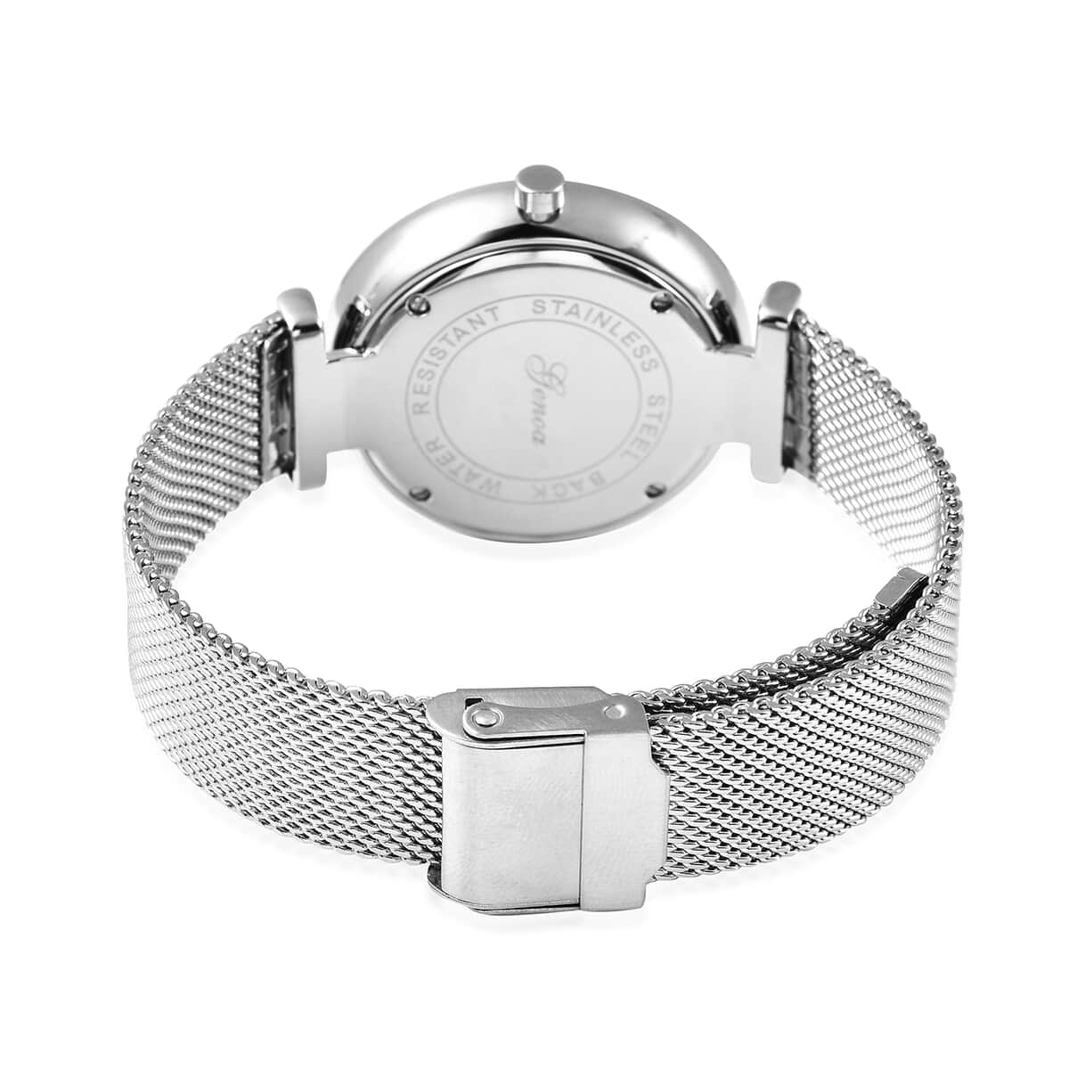 Genoa Diamond Accent Miyota Japanese Movement Water Resistant MOP Dial Watch with Stainless Steel Mesh Strap and Steel Back image number 5