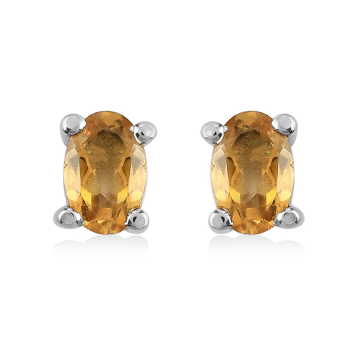 Brazilian Citrine Solitaire Stud Earrings and Cross Pendant Necklace 20 Inches in Stainless Steel 3.50 ctw image number 4