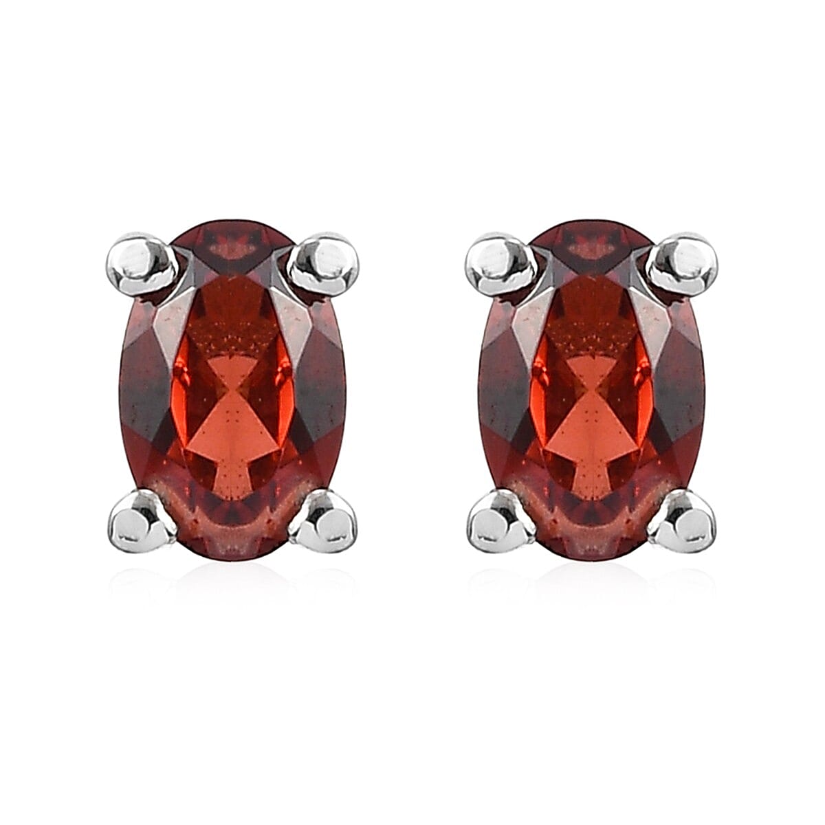 Mozambique Garnet 4.50 ctw Stud Earrings and Cross Pendant Necklace 20 Inches in Stainless Steel image number 4