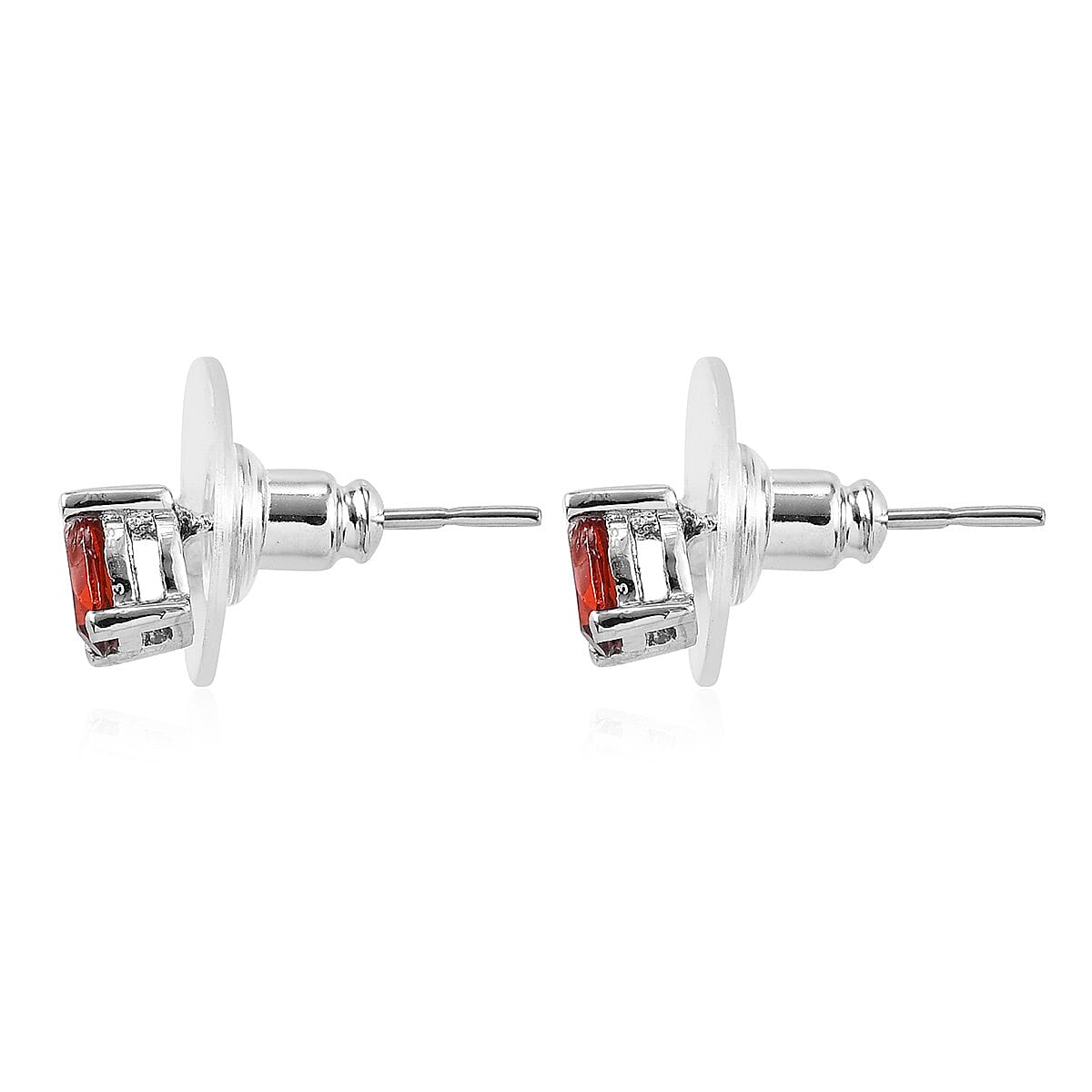 Mozambique Garnet 4.50 ctw Stud Earrings and Cross Pendant Necklace 20 Inches in Stainless Steel image number 5