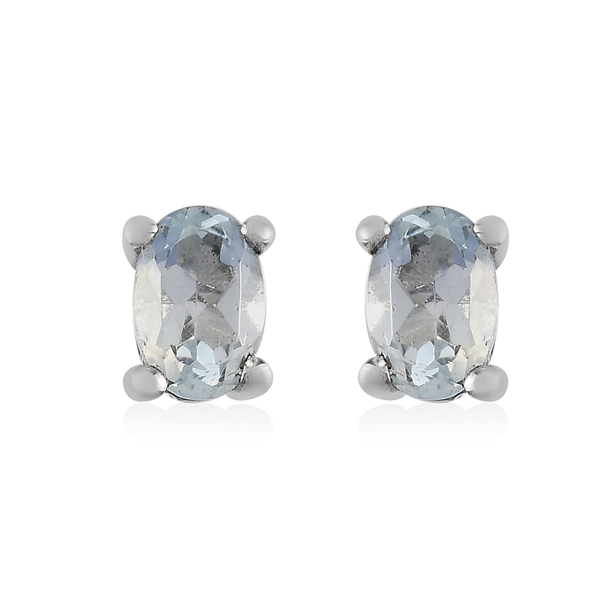 Sky Blue Topaz 4.00 ctw Stud Earrings and Cross Pendant Necklace 20 Inches in Stainless Steel image number 4