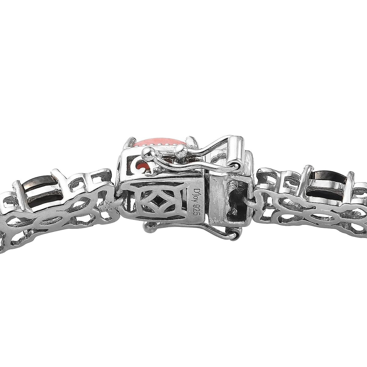 American Oregon Sunrise Peach Opal and Elite Shungite Tennis Bracelet in Platinum Over Sterling Silver (7.25 In) 7.10 ctw image number 3