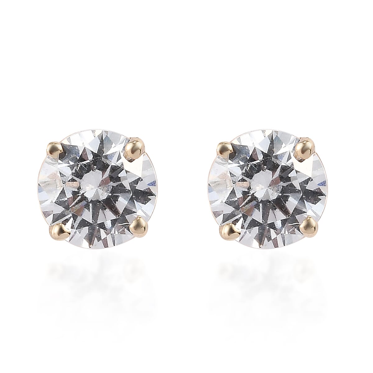 Luxoro 10K Yellow Gold Made with Finest CZ Solitaire Stud Earrings 2.30 ctw