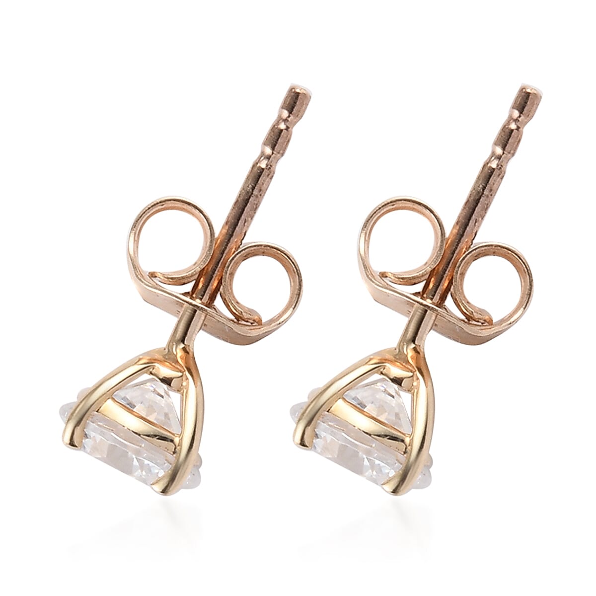 Luxoro 10K Yellow Gold Made with Finest CZ Solitaire Stud Earrings 2.30 ctw